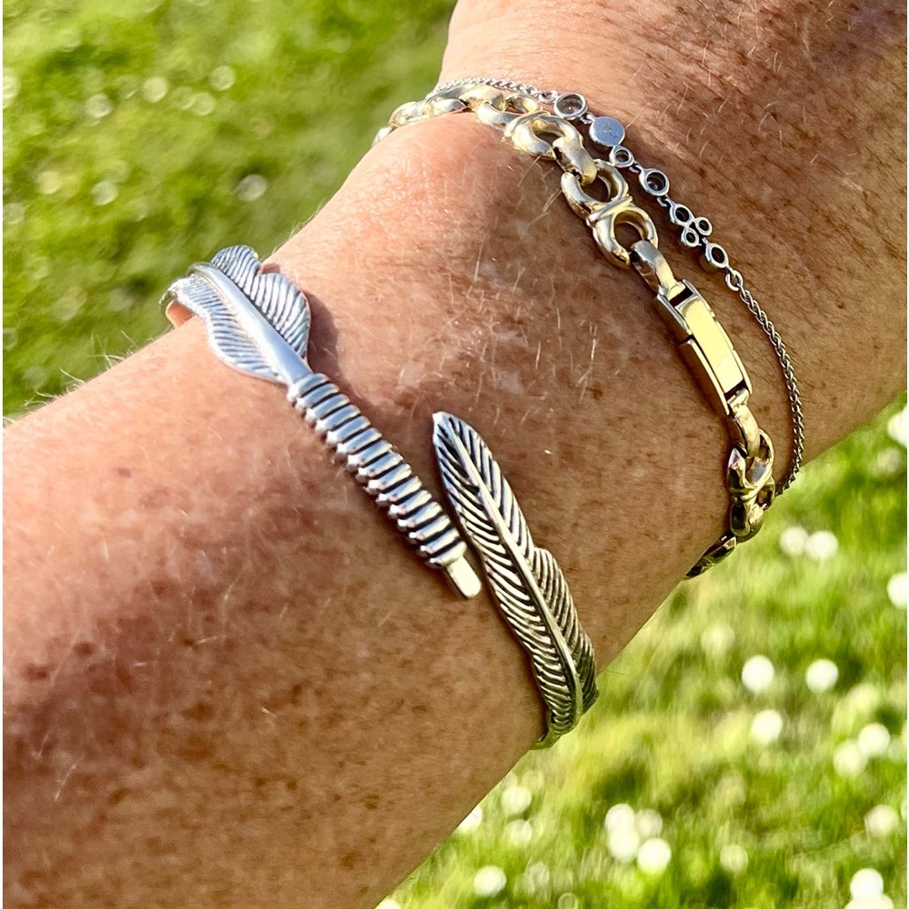 ✨925 Sterling Silver Angle Feather Wrap Adjustable Bangle Bracelet